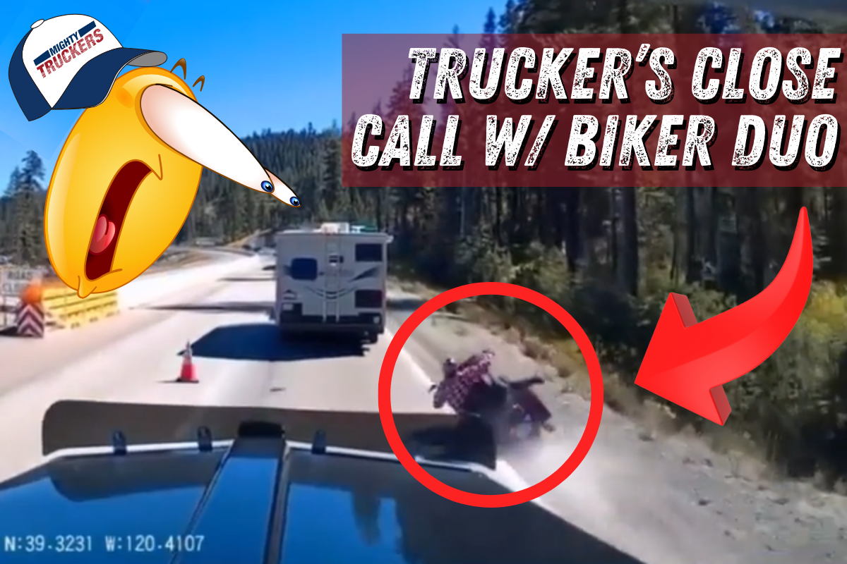 Semi Narrowly Avoids Biker Collision