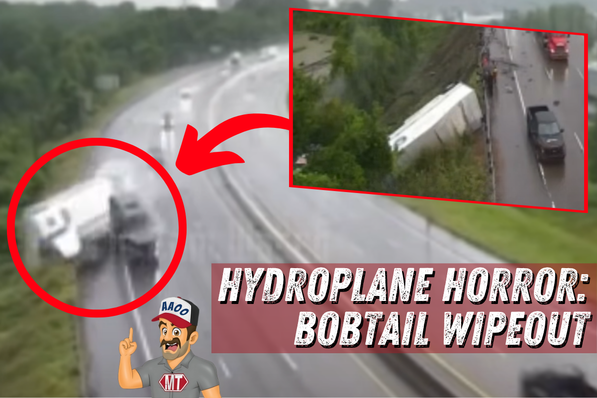 Bobtail Wipeout: Rain Sends Semi Sliding Into Big Rig
