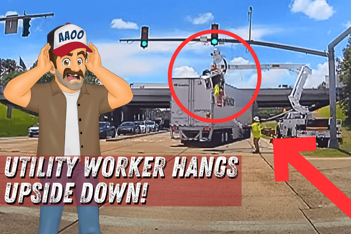 WATCH: Utility Worker Dangling After Semi Clips Bucket Truck