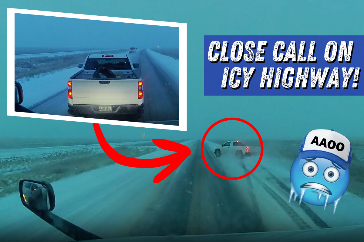 Trucker’s Close Call on Icy Highway