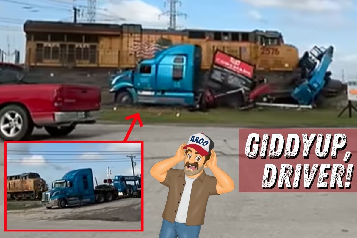 WATCH: Trucker Barely Escapes Trainwreck