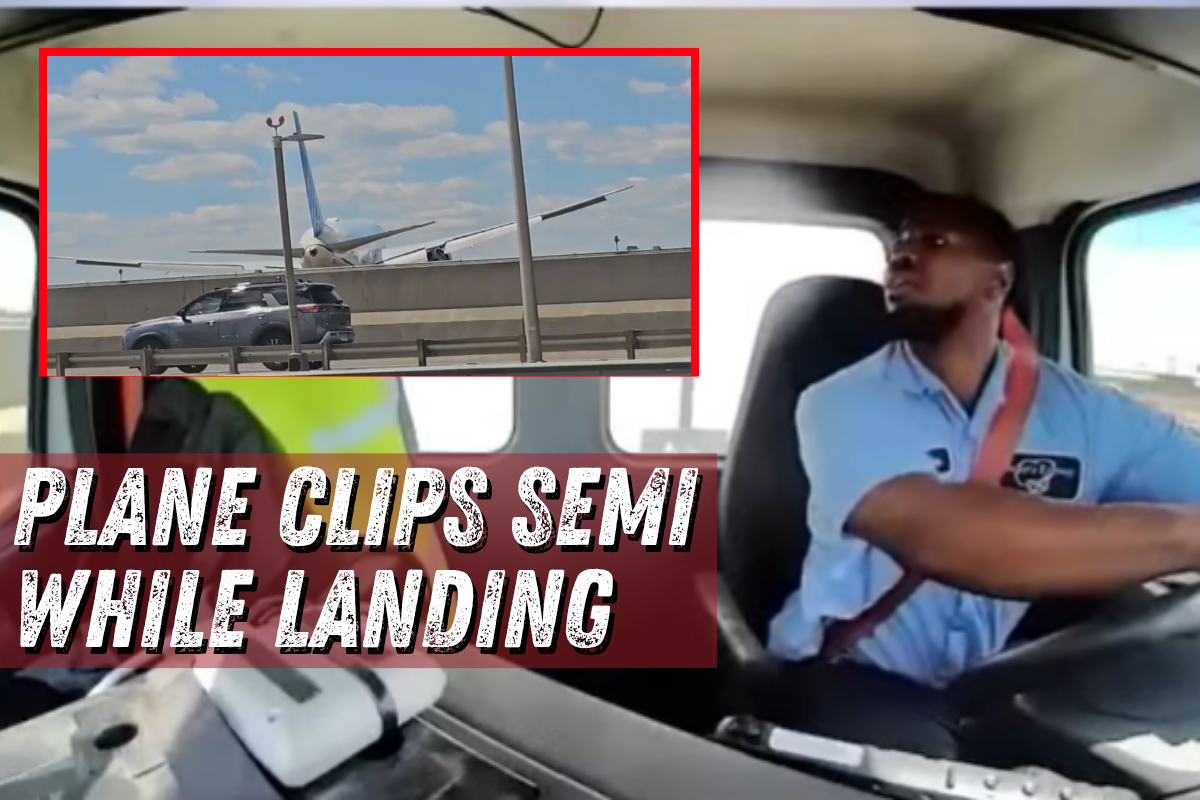 WATCH: Plane Clips Semi While Landing