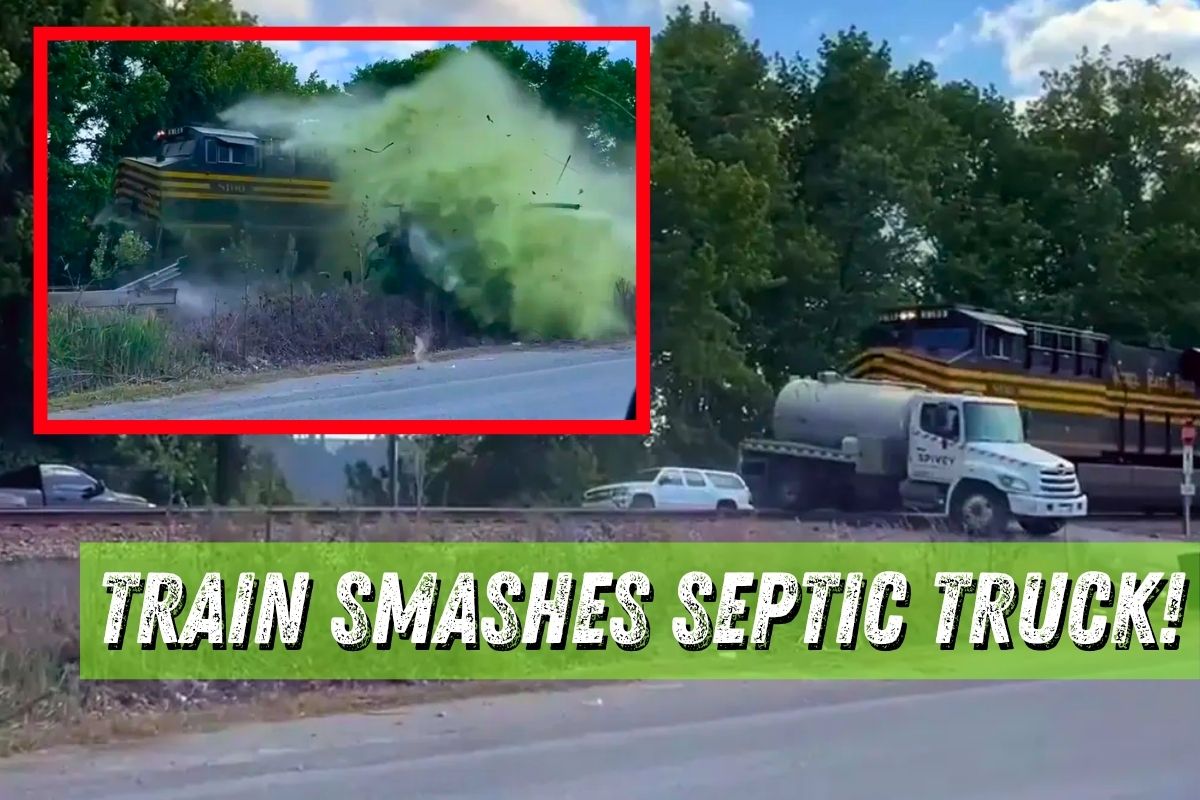 Watch This Freight Train Obliterate a Septic Truck