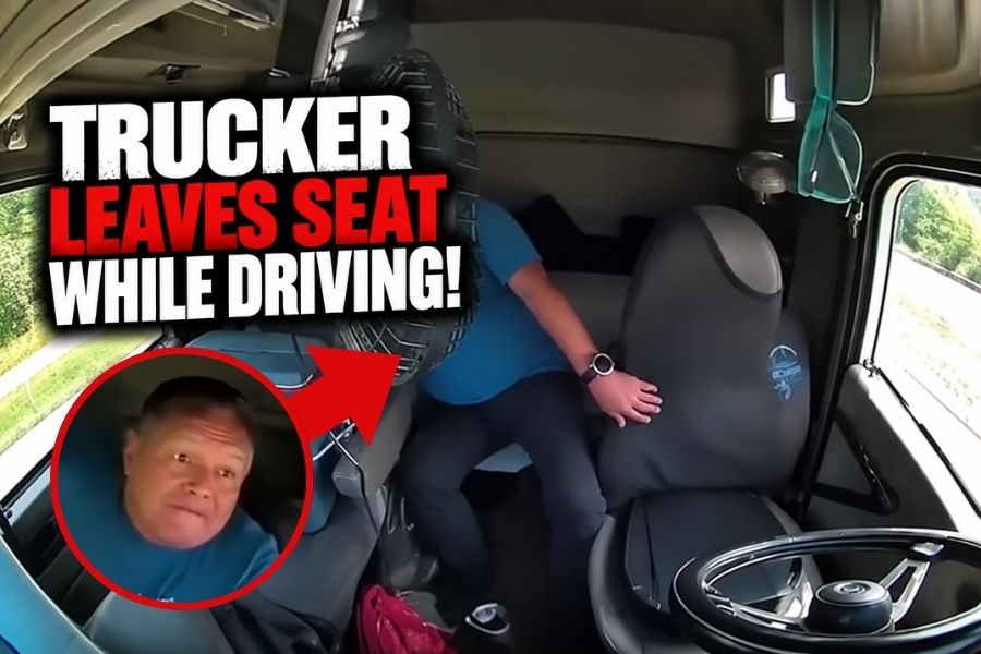 Watch This Trucker Leave the Wheel While Driving