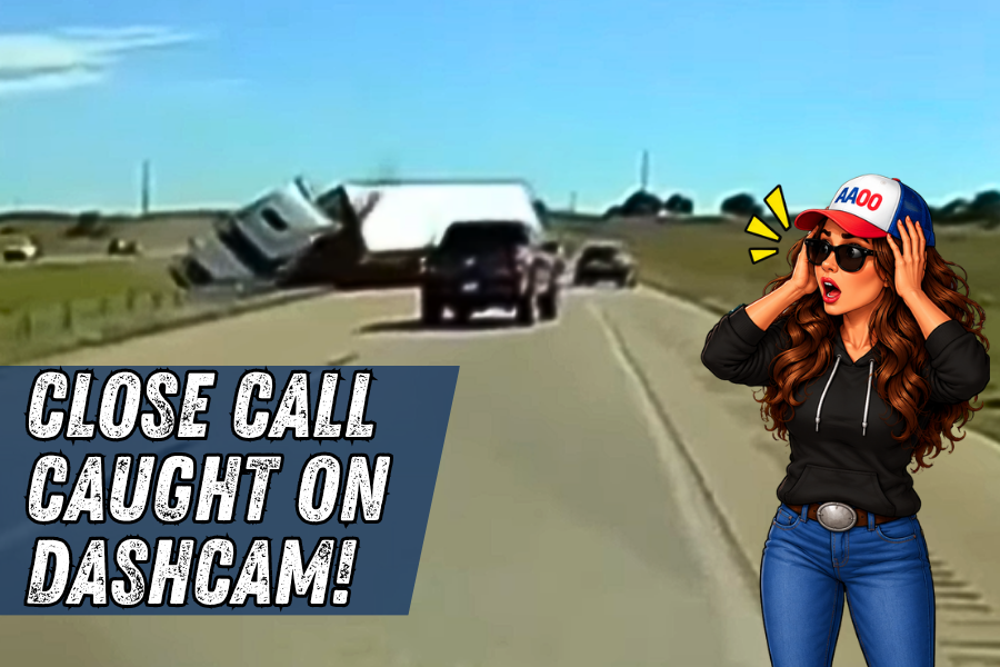 Close Call: Out-of-Control Semi Nearly Hits Family’s Car